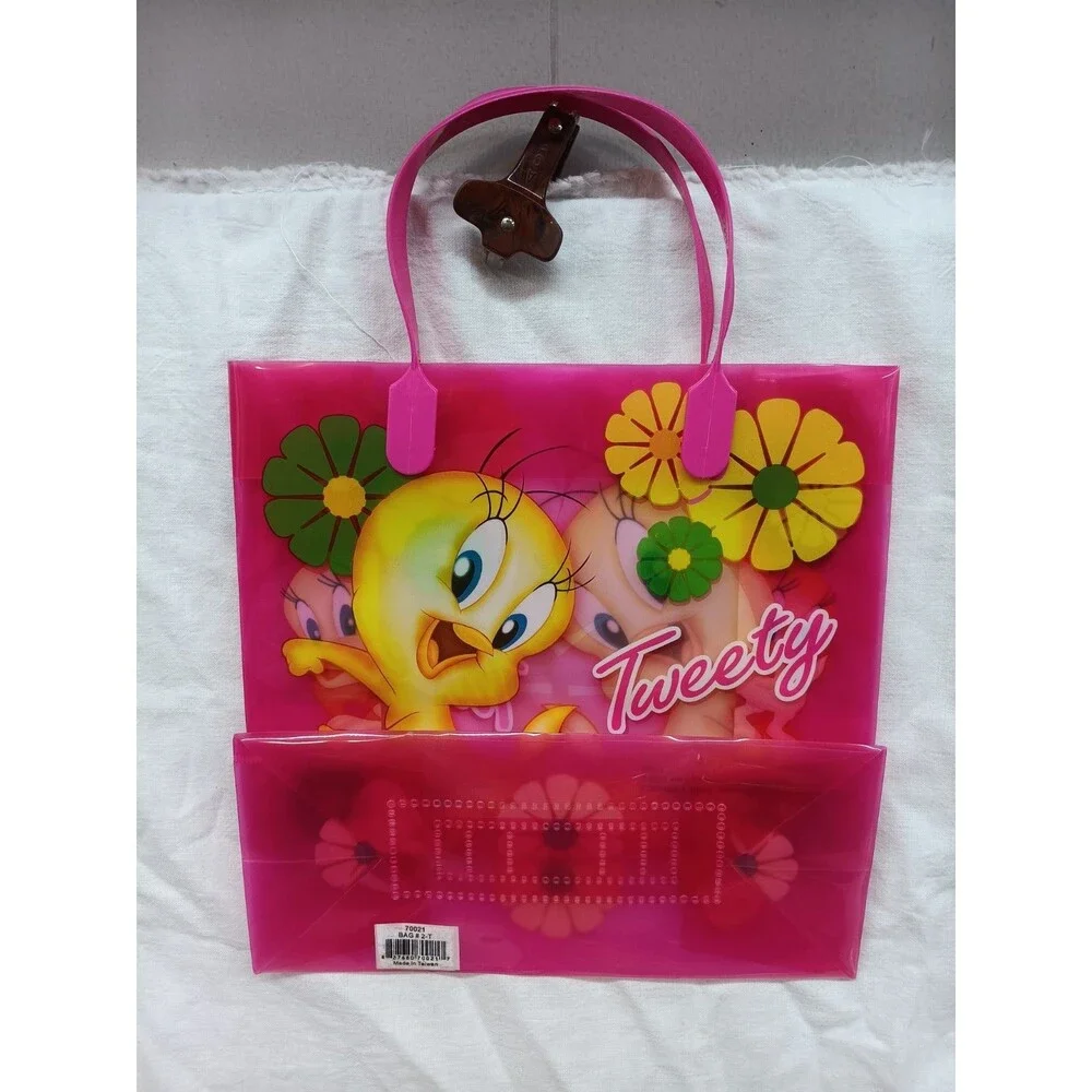 Vintage Tweety Bird Heavy Duty Plastic Gift Bag Pink